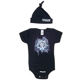 Layered Design Baby Outfit Black Short Sleeve and BlackStinker Hat Gift Set