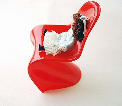 Red Modern 1:6 Scale Simple Verner Panton Style Chair for Fashion Doll House