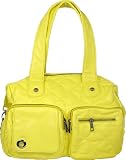 Womens Yellow Padded Leather Look Vintage Handbag