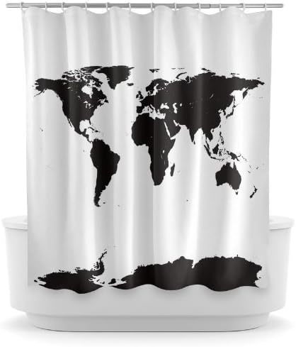Opima Black World Map Shower Curtain