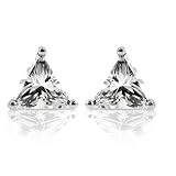 Triangle Shape Trillion Cut CZ Basket Set Silver Stud Earrings