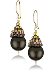 Miguel Ases Ocean Pearl and Rose Gold Beaded Mini Drop Earrings