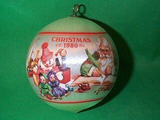 Santa’s workshop Satin Ball 1980 hallmark ornament