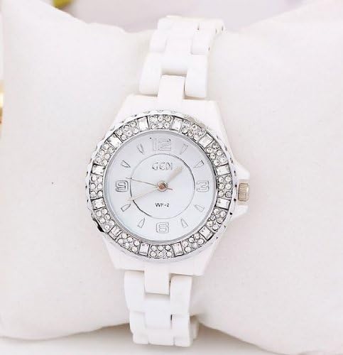 Enreach Crystal-accented Ceramic Bracelet Watch J508 (Silver)