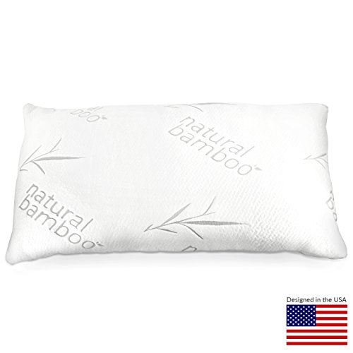 Zen Bamboo® Pillow - Shredded Memory Foam Pillow - Best Hotel Quality Cool Hypoallergenic Memory Foam Pillow w/ Bamboo Removable Cover - Queen