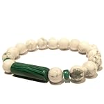 Howlite Bracelet 03 Stretch Malachite Green White Crystal Healing Gemstone
