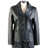 BGSD Women's Three-Button Leather Blazer