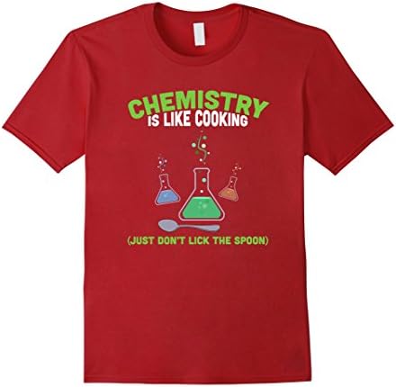 Men's Chemistry Is Like Cooking Just Dont Lick The Spoon Tee Shirt XL Cranberry