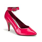 4 Inch Sexy Wide Width Pump Shoes High Heel Shoes With Ankle Strap Hot Pink Patent