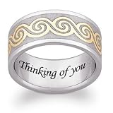Mens Stainless Steel Two-tone Celtic Wave Engraved Band, Size: 10