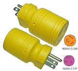 Conntek Twist Lock Adapter with 15 Amp 125 Volt Male Plug To 20 Amp Female Connector