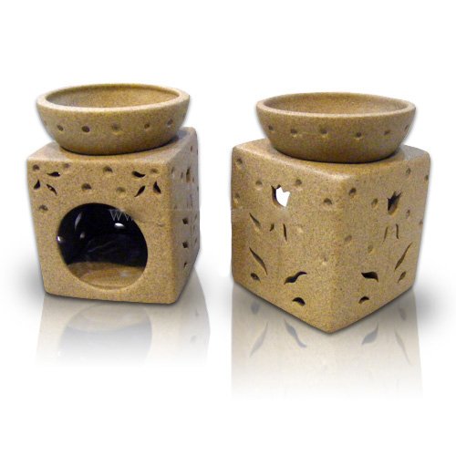 FRAGRANCE OIL BURNER " SET OF TWO SAND STONE # 3 " STRONG MATERIAL AND BEAUTY.