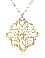 Argento Vivo Gold-Tone Laser-Cut Pendant Necklace, 16"