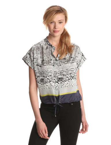 Kenneth Cole New York Women's Fast Track Printed Drawstring Top