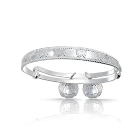 Mothers Day Gifts Bling Jewelry Sterling Silver Jingle Bell Butterfly Baby Childrens Bangle Bracelet: Jewelry