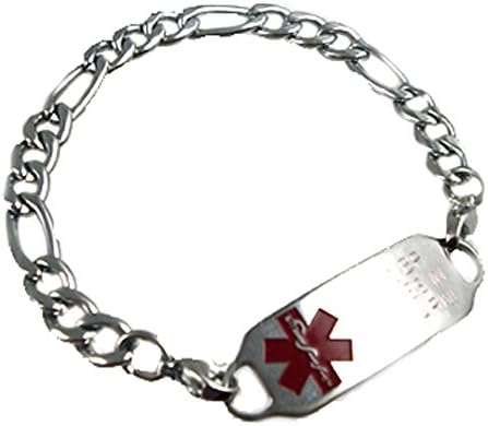 Women's Stainless Figaro Medical Alert Bracelet, FREE Custom Engraving