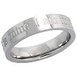 Surgical Steel 5 mm (3/16)  I am my beloveds and my beloved is mine  Comfort Fit Flat Band