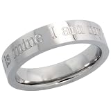Surgical Steel 5 mm (3/16)  I am my beloveds and my beloved is mine  Comfort Fit Flat Band