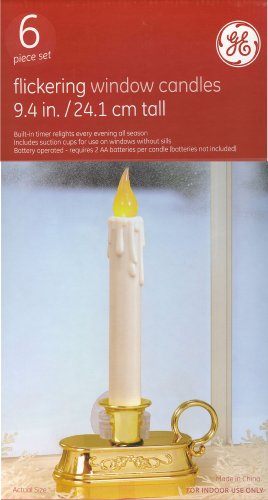 Flickering Window Candles 9.4 in Tall