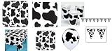 Cow Print Party Set - Balloons, Tablecloth, Pennant, Plates, Cups, Napkins