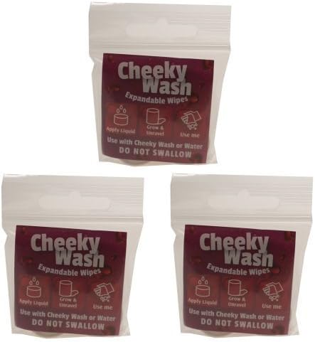 Cheeky Wash Expandable Wipes - 3 x Pack of 4 (12 Wipes) by Waterless Ltd