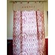 French Red Antiquity Toile Alphabet Figural Blind or Curtain with Embroidered Scalloped Valance