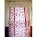 French Red Antiquity Toile Alphabet Figural Blind or Curtain with Embroidered Scalloped Valance