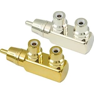 American Recorder (ART) RCA Male to 2 RCA Female Right Angle Adapter, Nickel by