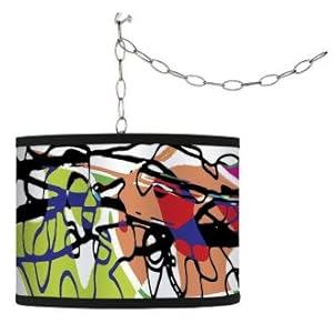 Swag Style Paint Box Shade Plug-In Chandelier