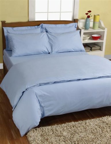 Homescapes 200 Thread Count Ultrasoft - Plain Blue Duvet Cover - Single - 1 Housewife Pillowcase included - 100% Egyptian Cotton, Anti Dust Mite.