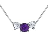 Amethyst Gemstone and Diamond 2/5 Carat (ctw) Pendant Necklace Carat (ctw) in 14K White Gold with Chain