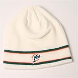 Urban Boundaries - Miami Dolphins White 2-Stripe Knit Beanie - Officially Licensed NFL Apparel