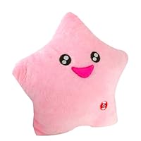 Amico Battery Powered Decorative 7 Flashing LED Light Plush Pink Smiling Star Cushion Pillow