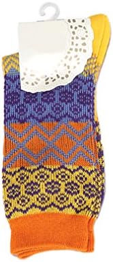 Cnhw Women's Cotton Thick Bohemia Colorful Leisure Sock Yellow Onesize