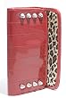 Lux de Ville SIN CITY STUDDED MOTOR WALLET- Red with Leopard Lining