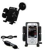 Samsung SGH-i450 Flexible Auto Windshield Holder with Car Charger - Uses Gomadic TipExchange