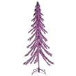 6' Pre-Lit Downswept Holographic Purple Tinsel Christmas Tree #2758-60PR