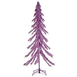 6' Pre-Lit Downswept Holographic Purple Tinsel Christmas Tree #2758-60PR