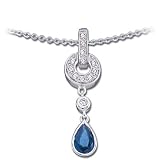 14K White Gold Sapphire and Diamond Necklace