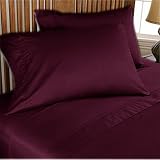 600 Thread Count Egyptian Cotton Sheet Set, Expanded Queen , Wine Solid