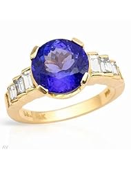 14K Yellow Gold Tanzanite and Diamond Ring -- LIFETIME WARRANTY
