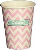 Ginger Ray Chevron Divine Paper Party Cups/Drink Up, Pink