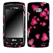 Premium Black with Pink Hearts Design Snap-On Cover Hard Case Cell Phone Protector for LG Ally VS740