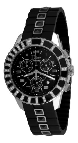 Christian Dior Women s CD11431ER001 Christal Chronograph Diamond Black Dial Watch