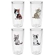 Kittens 16 oz Insulated Beverage Tumblers Set, Clear (4 designs)