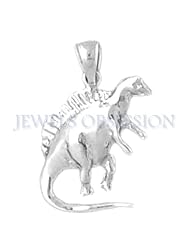 Rhodium-Plated 925 Sterling Silver Spinosaurus Dinosaur Pendant