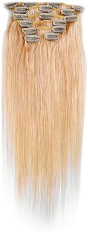 Emosa 7Pcs 70g 100% Real Full Head Remy Human Hair Clip In Extensions #60 Platinum Blonde