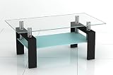 New Rectangular Clear & Frosted Glass Coffee Table with Black Legs