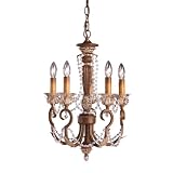 Kichler Lighting 2213SCK Cristallo 5-Light Chandelette, Seine Crackle with Antique Silver Leaf Accents