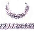 AugustinaJewelry Triple Strand 16-18 Inches 8-9mm Purple Oval Shape Freshwater Cultured Pearl Necklace